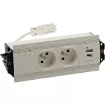 SIMON 480 TS48-510E20B00-33 Indesk 2 gn. typ E + ładowarka USB typ A+C; złącze w układzie Wieland; biały