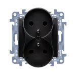 SIMON 10 WC-GZ2MZxx-01-49xx Gniazdo wtyczkowe z uziemieniem podwójne z przesłonami torów prądowych (moduł) 16A, 250V~, zaciski śrubowe; czarny mat