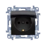 SIMON 10 WC-GSZ1BXX-01-49XX Gniazdo wtyczkowe Schuko do wersji IP44 z uszczelką - klapka w kolorze pokrywy (moduł) 16A, 250V~, zaciski śrubowe; czarny mat