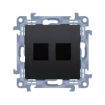 SIMON 10 WC-KP2XXXX-01-49XX Pokrywa gniazd teleinformatycznych na Keystone płaska podwójna (moduł); czarny mat