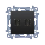 SIMON 10 WC-GHDMI2x-01-49xx Gniazdo HDMI ver.1.4 podwójne (moduł); czarny mat