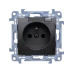 SIMON 10 WC-GZ1BCZUX-01-49A Gniazdo wtyczkowe IP44 bez uszczelki z przesłonami, klapka transparentna (moduł) 16A, 250V~, szybkozłącza; czarny mat Wymagana uszczelka ramki