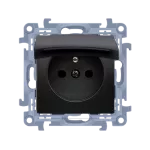 SIMON 10 WC-GZ1BCZUX-01-49X Gniazdo wtyczkowe IP44 bez uszczelki z przesłonami, klapka w kolorze pokrywy (moduł) 16A, 250V~, szybkozłącza; czarny mat Wymagana uszczelka ramki