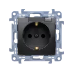 SIMON 10 WC-GSZ1BZx-01-49Ax Gniazdo wtyczkowe Schuko do wersji IP44 z uszczelką z przesłonami, klapka transparetna (moduł) 16A, 250V~, zaciski śrubowe; czarny mat