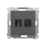 SIMON 55 WMDA-P96xx7-116 Gniazdo HDMI + RJ45 kat.6. (moduł); Grafitowy mat