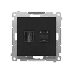 SIMON 55 WMDA-P96xx7-149 Gniazdo HDMI + RJ45 kat.6. (moduł); Czarny mat