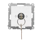 SIMON 55 WMDL-0K013x-111 Łącznik na kluczyk roletowy chwilowy – przycisk (moduł) 3 pozycyjny „I-0-II” 2 styki N/O, 5 A, 250 V~; Biały mat