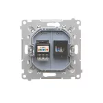 SIMON 55 WMDK-16105N-143 Gniazdo komputerowe RJ45 kategoria 5e + telefoniczne RJ12 (moduł); Aluminium mat