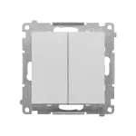 SIMON 55 WMDL-050X23-143 Łącznik jednobiegunowy + przycisk zwierny – 2 klawisze (moduł) 16 AX, 250 V~, zaciski gwintowe; Aluminium mat