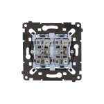 SIMON 55 WMDL-0106L3R-0XX Przycisk podwójny zwierny bez piktogramu – osobne podświetlenie dla każdego klawisza (mechanizm) 10 AX, 250 V~, szybkozłącza, czarna rama montażowa