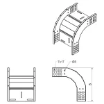 KO 90X85X400 F - opadający łuk 90° (1 szt.)