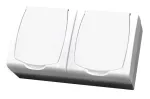 MADERA Gniazdo podwójne z uziemieniem schuko z przesłonami torów prądowych wieczko w kolorze wyrobu - kolor biały