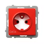SONATA Gniazdo pojedyncze z uziemieniem DATA z kluczem uprawniającym - kolor czerwony