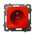 KARO Gniazdo pojedyncze z uziemieniem DATA z przesłonami torów prądowych - kolor czerwony