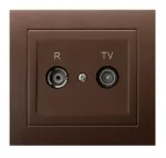 KIER Gniazdo RTV przelotowe 10-dB - kolor brązowy metalik