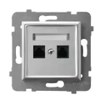 ARIA Gniazdo komputerowe podwójne, kat. 5e MMC - kolor srebro