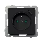 SONATA Gniazdo pojedyncze z uziemieniem z przesłonami torów prądowych, z ładowarką USB - kolor czarny metalik