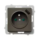 SONATA Gniazdo pojedyncze z uziemieniem z przesłonami torów prądowych, z ładowarką USB - kolor czekoladowy metalik