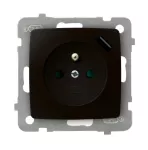 KARO Gniazdo pojedyncze z uziemieniem z przesłonami torów prądowych, z ładowarką USB - kolor czekoladowy metalik