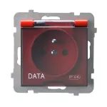 AS Gniazdo bryzgoszczelne z uziemieniem DATA IP-44 wieczko przezroczyste - kolor czerwony