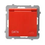 AS Gniazdo bryzgoszczelne z uziemieniem DATA IP-44 wieczko w kolorze wyrobu - kolor czerwony