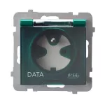 AS Gniazdo bryzgoszczelne z uziemieniem DATA z kluczem uprawniającym IP-44 wieczko przezroczyste - kolor zielony
