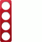 R.1 Ramka 4-krotna, akryl czerwony przezroczysty/biały