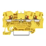 3-przewodowa złączka przelotowa z przyciskiem 4 mm², żółty