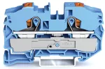 2-przewodowa złączka przelotowa z przyciskiem 16 mm², niebieska