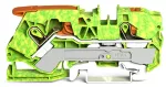 2-przewodowa złączka PE z dźwignią i przyciskiem 10 mm², żółto-zielony