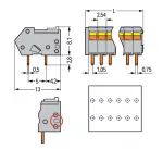 Złączka do płytek drukowanych suwak 0,5 mm² RM 2,54 mm 3-bieg, szara