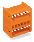 Wtyk dwupiętrowy THT Pin lutowniczy 1,0 x 1,0 mm konstrukcja kątowa, pomarańczowy 734-432