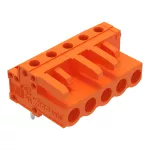 Gniazdo THT Pin lutowniczy 0,6 x 1,0 mm konstrukcja kątowa, pomarańczowa 232-265