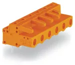 Gniazdo THT 0.6 x 1.0 mm solder pin konstrukcja kątowa, pomarańczowe 232-862