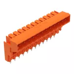Wtyk podwyższony THT Pin lutowniczy 1,0 x 1,0 mm konstrukcja kątowa, pomarańczowy 232-363