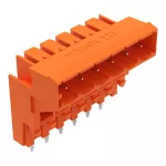 Wtyk podwyższony THT Pin lutowniczy 1,0 x 1,0 mm konstrukcja kątowa, pomarańczowy 232-366