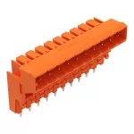 Wtyk podwyższony THT Pin lutowniczy 1,0 x 1,0 mm konstrukcja kątowa, pomarańczowy 232-370