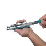 Nóż Profi Wolfcraft z ostrzem odłamywanym 18mm, z podwójną funkcją: ostrze wysunięte i zablokowane