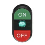 MPD14-11G przycisk podwójny ON-OFF zielone pole podświetlany