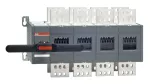 OT2500E04CP Przełącznik (I-0-II) 2500A, 4P, napęd z przodu, z wałkiem i czarną rączką IP65, montaż na płycie montażowej