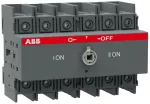 OT100F3C Przełącznik (I-0-II) 100A, 3P, napęd z przodu, bez wałka i rączki, osłona zacisków IP20, montaż na płycie lub szynie DIN
