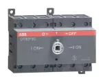 OT80F3C Przełącznik (I-0-II) 80A, 3P, napęd z przodu, bez wałka i rączki, osłona zacisków IP20, montaż na płycie lub szynie DIN