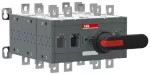 OT400E22YP Przełącznik obejściowy (I-0-II), 400A, 4P, z wałkiem i czarną rączką IP65, montaż na płycie montażowej, zestaw śrub