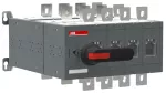 OT630E04YP Przełącznik obejściowy (I-0-II), 630A, 4P, z wałkiem i czarną rączką IP65, montaż na płycie montażowej, zestaw śrub