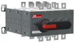 OT400E04YP Przełącznik obejściowy (I-0-II), 400A, 4P, z wałkiem i czarną rączką IP65, montaż na płycie montażowej, zestaw śrub