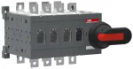 OT250E40CP Przełącznik (I-0-II) 250A, 4P, napęd z przodu, z wałkiem i czarną rączką IP65, montaż na płycie montażowej, zestaw śrub