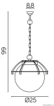 SU-MA lampa wisząca zewnętrzna kule z koszykiem 200 E27 czarny/patyna IP43 K 1018/1/KPO OP
