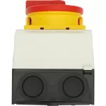 T0-1-8200/I1/SVB Przełącznik Zał.-Wył., 1 bieg., 20 A, 90 °, w obudowie IP65, pokrętło czerwono-żółte z blokadą na kłódkę