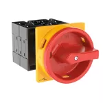 T3-3-8901/EA/SVB Rozłącznik główny, 3 bieg. + N + 1 NO + 1 NC, 32 A, 90 °, montaż natablicowy, pokrętło czerwono-żółte z blokadą na kłódkę
