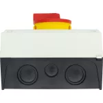 P3-63/I4-SI/HI11 Rozłącznik bezpieczeństwa, 3 bieg.+1NO+1NC, 63 A, funkcja awaryjnego zatrzymania, Blok. w pozycji 0 z osłoną blokady, z tabliczką ostrzegawczą "rozłącznik bezpieczeństwa", w obudowie IP65, pokrętło czerwono-żółte z blokadą na kłódkę